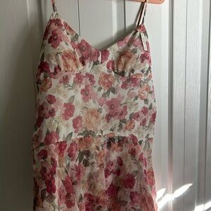 Hollister Floral Mini Dress - Pink and Cream